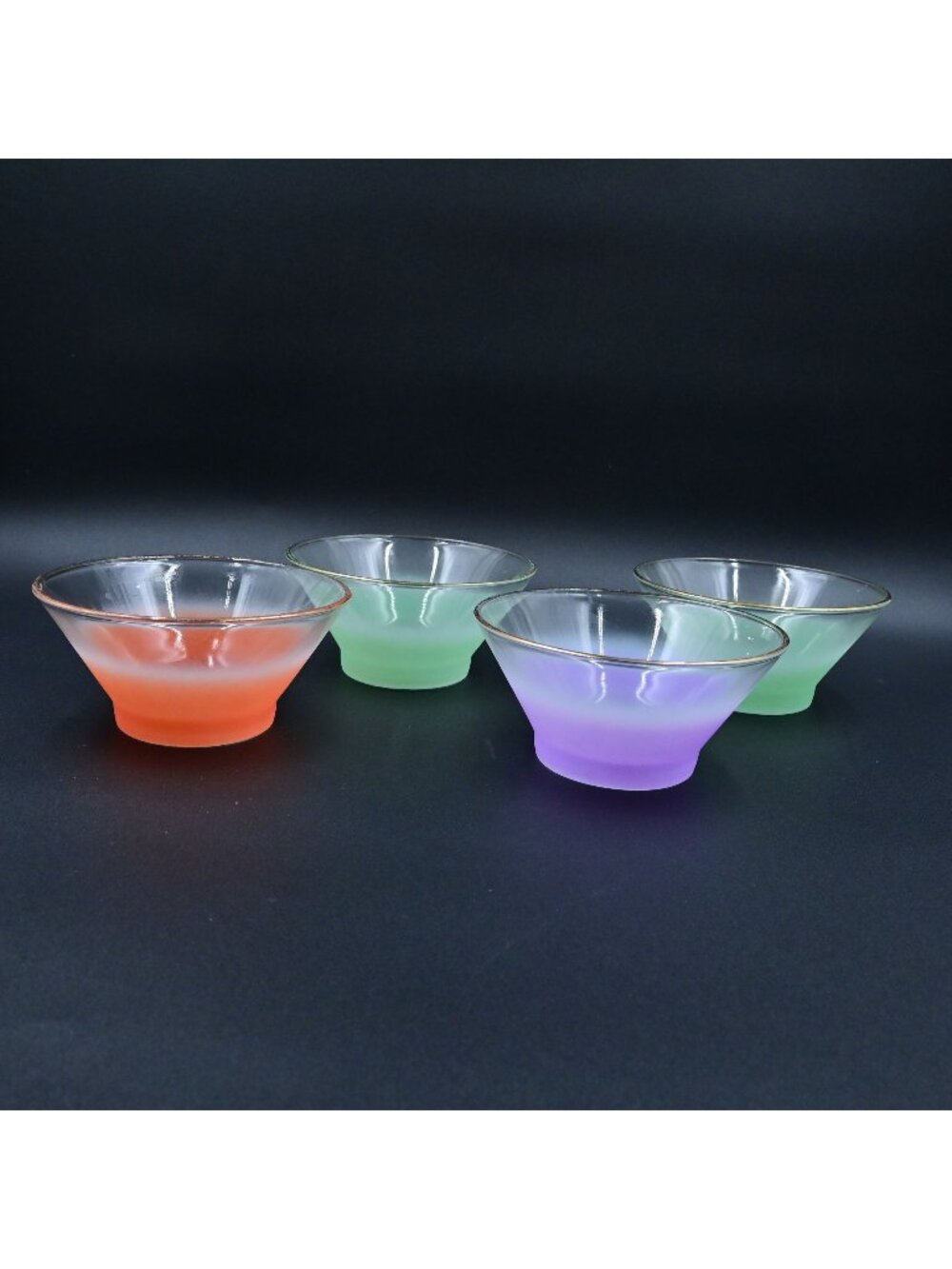 West Virginia Blendo Frosted Glass Bowls Set‎ Of 4 Vintage